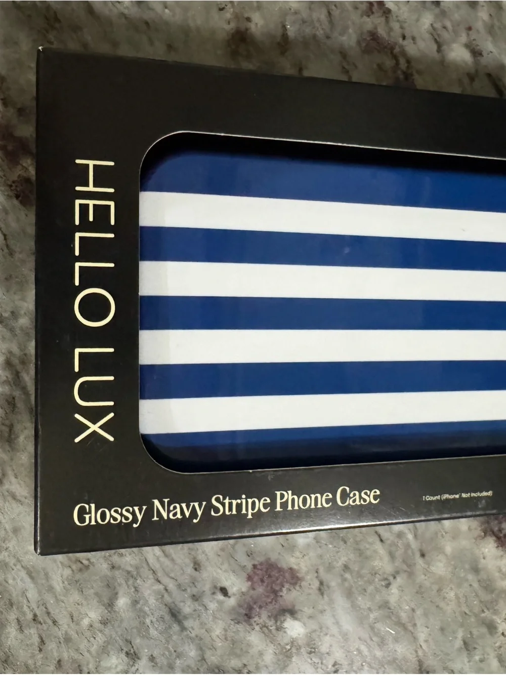 NEW HELLO LUX Glossy Navy Stripe Phone Case for iPhone 16 Plus